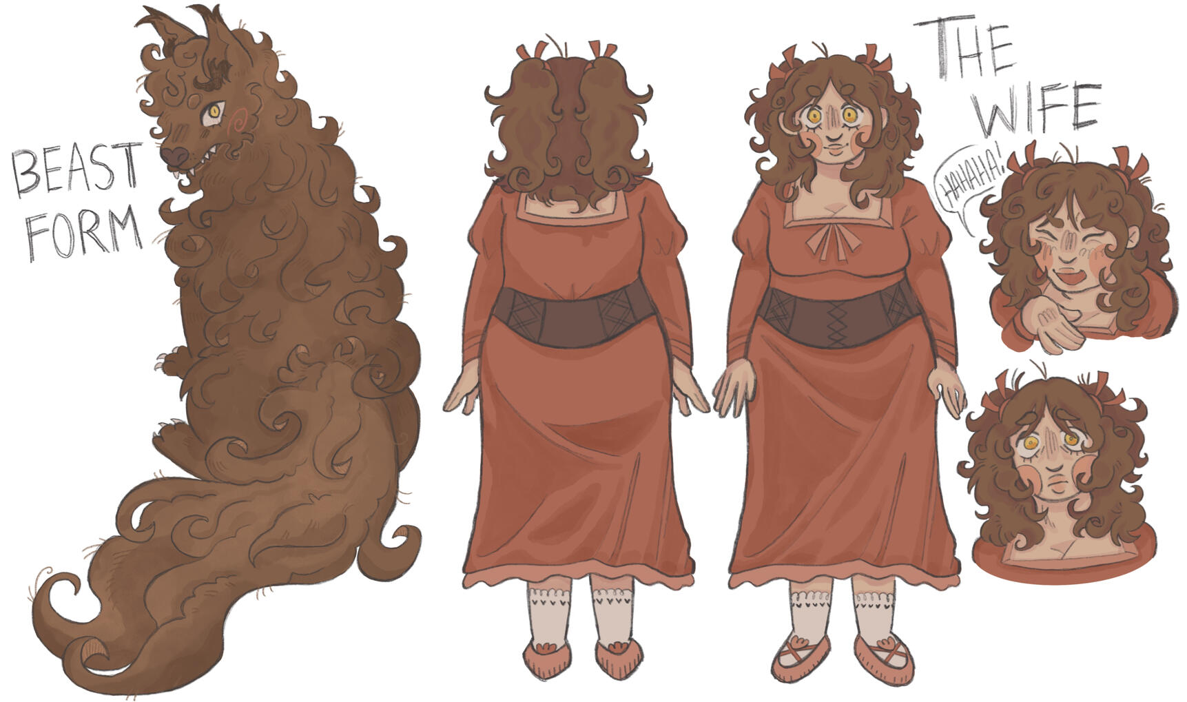 “The Wife Character Sheet”, a character turnaround for the wife character in Puppy Love Dimensions:1620 × 2160 px Illustrated and written by Maxacre. Illustrated using Procreate.